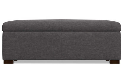 Slate Grey Linen Style Fabric | Gabbie Rectangular Storage Ottoman