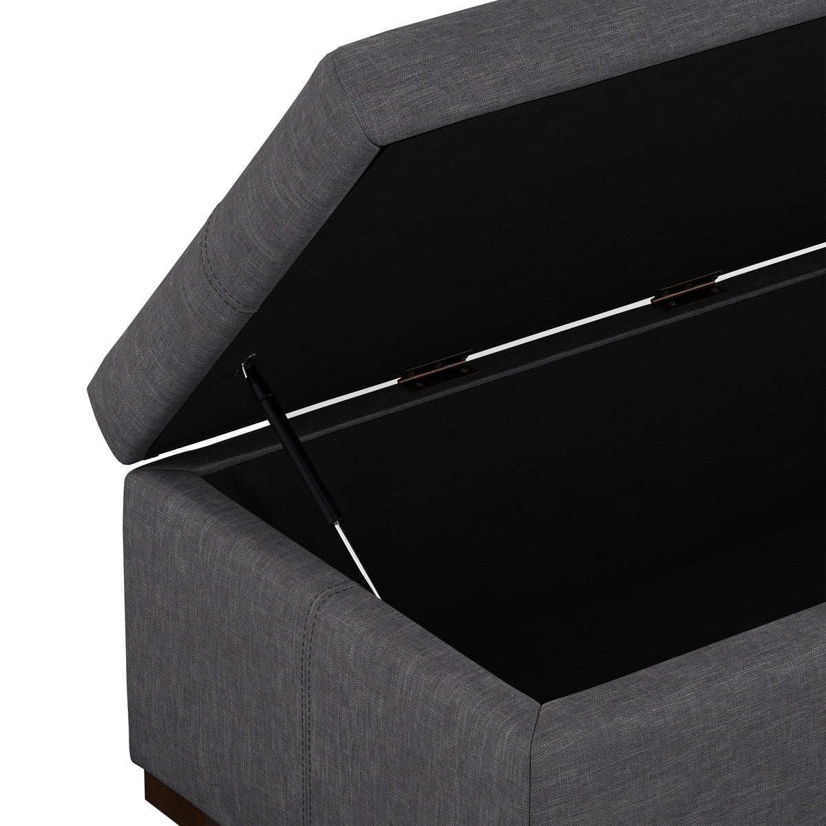 Slate Grey Linen Style Fabric | Gabbie Rectangular Storage Ottoman in Linen