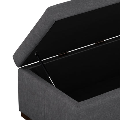 Slate Grey Linen Style Fabric | Gabbie Rectangular Storage Ottoman in Linen