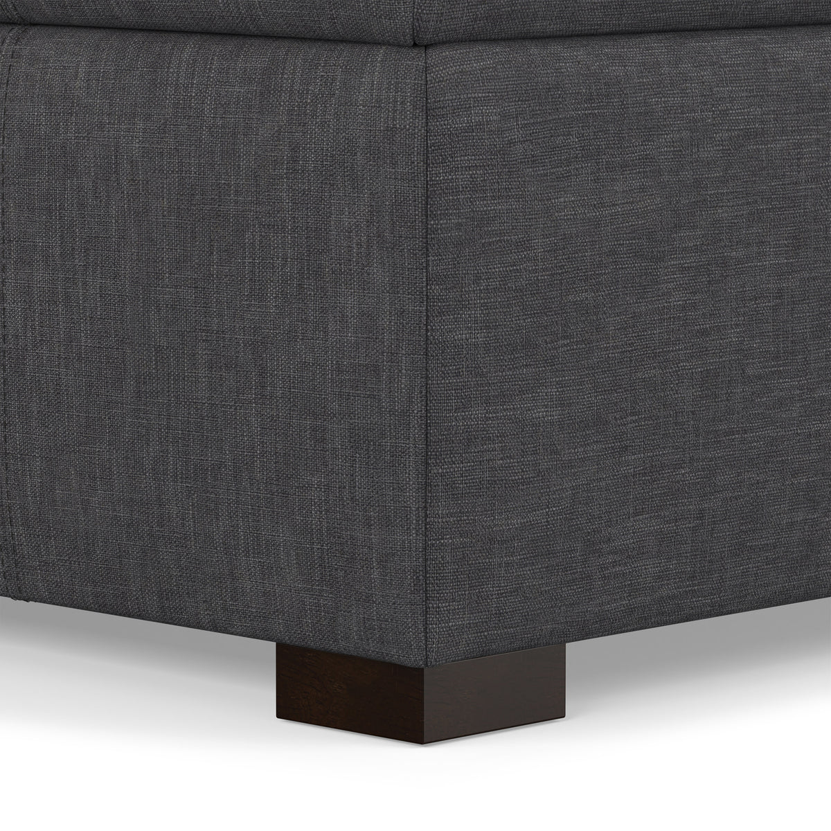 Slate Grey Linen Style Fabric | Gabbie Rectangular Storage Ottoman in Linen