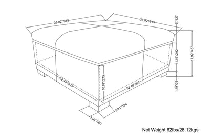 Midnight Black Vegan Leather | Gabbie Square Coffee Table Storage Ottoman