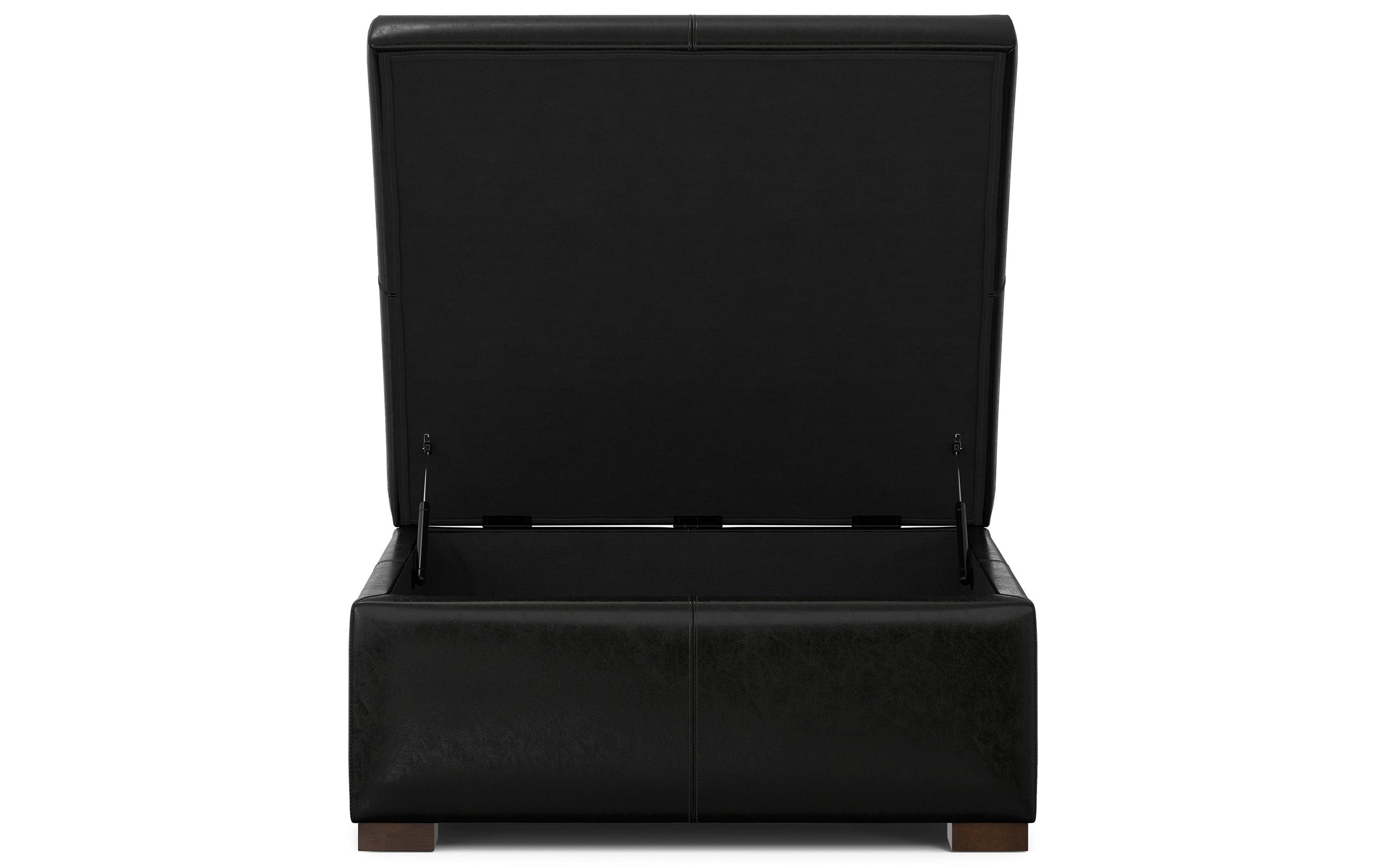 Midnight Black Vegan Leather | Gabbie Square Coffee Table Storage Ottoman