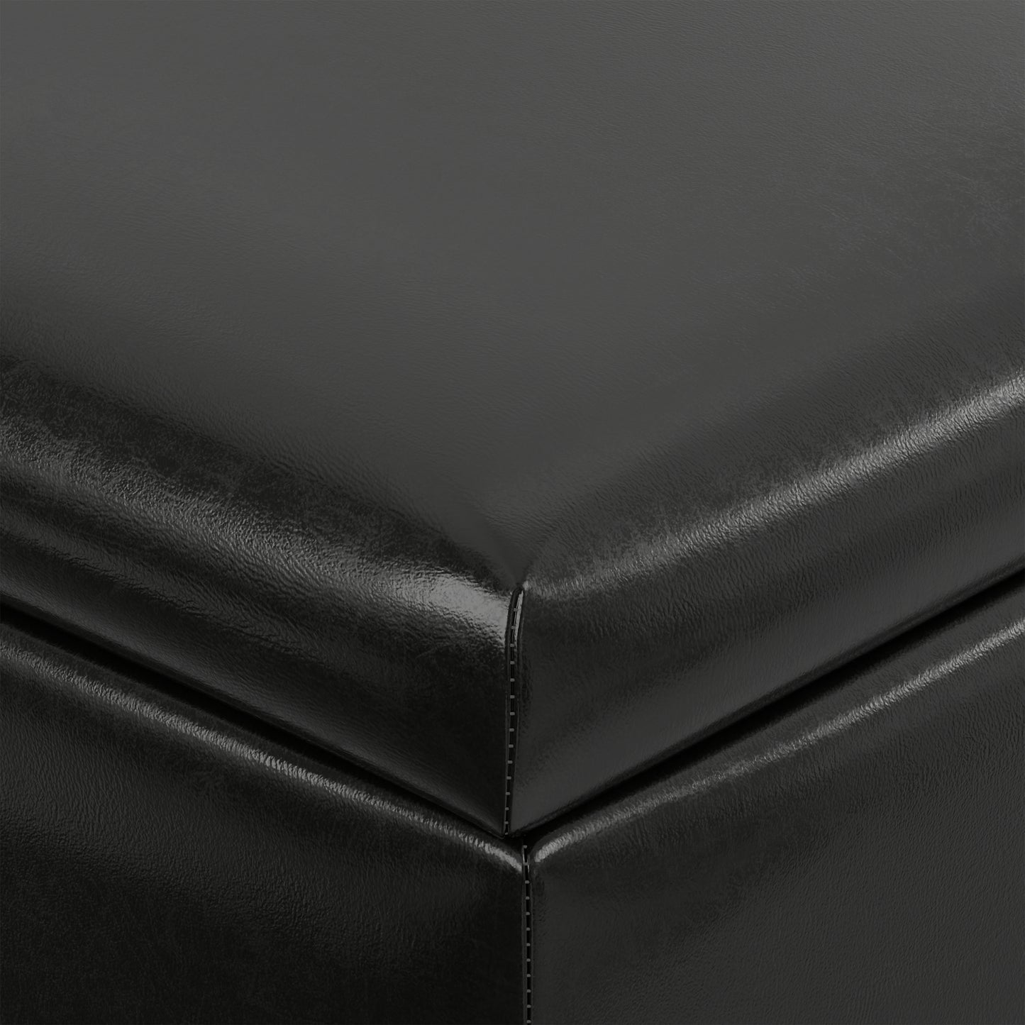 Midnight Black Vegan Leather | Gabbie Square Coffee Table Storage Ottoman