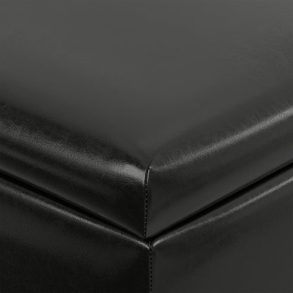 Midnight Black Vegan Leather | Gabbie Square Coffee Table Storage Ottoman