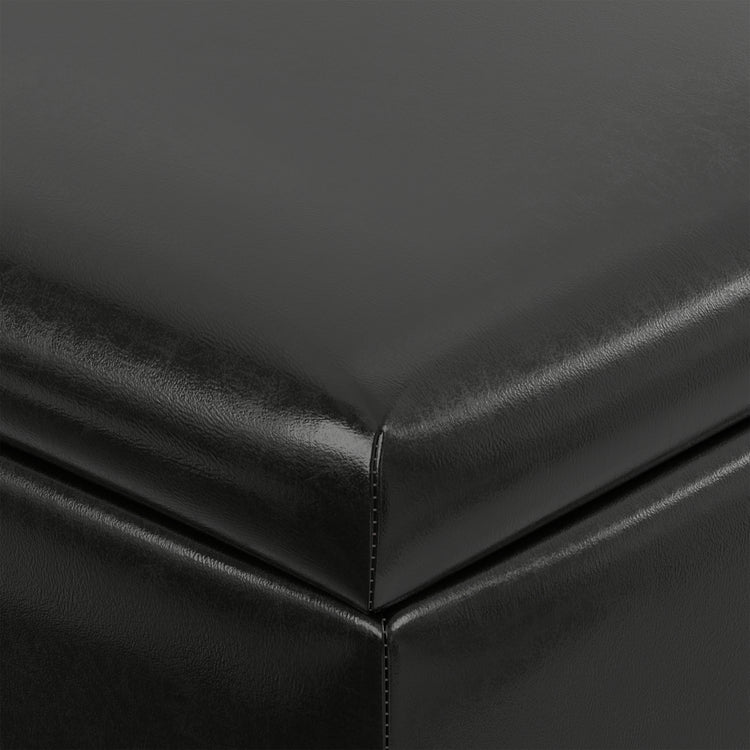 Midnight Black Vegan Leather | Gabbie Square Coffee Table Storage Ottoman