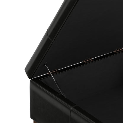 Midnight Black Vegan Leather | Gabbie Square Coffee Table Storage Ottoman