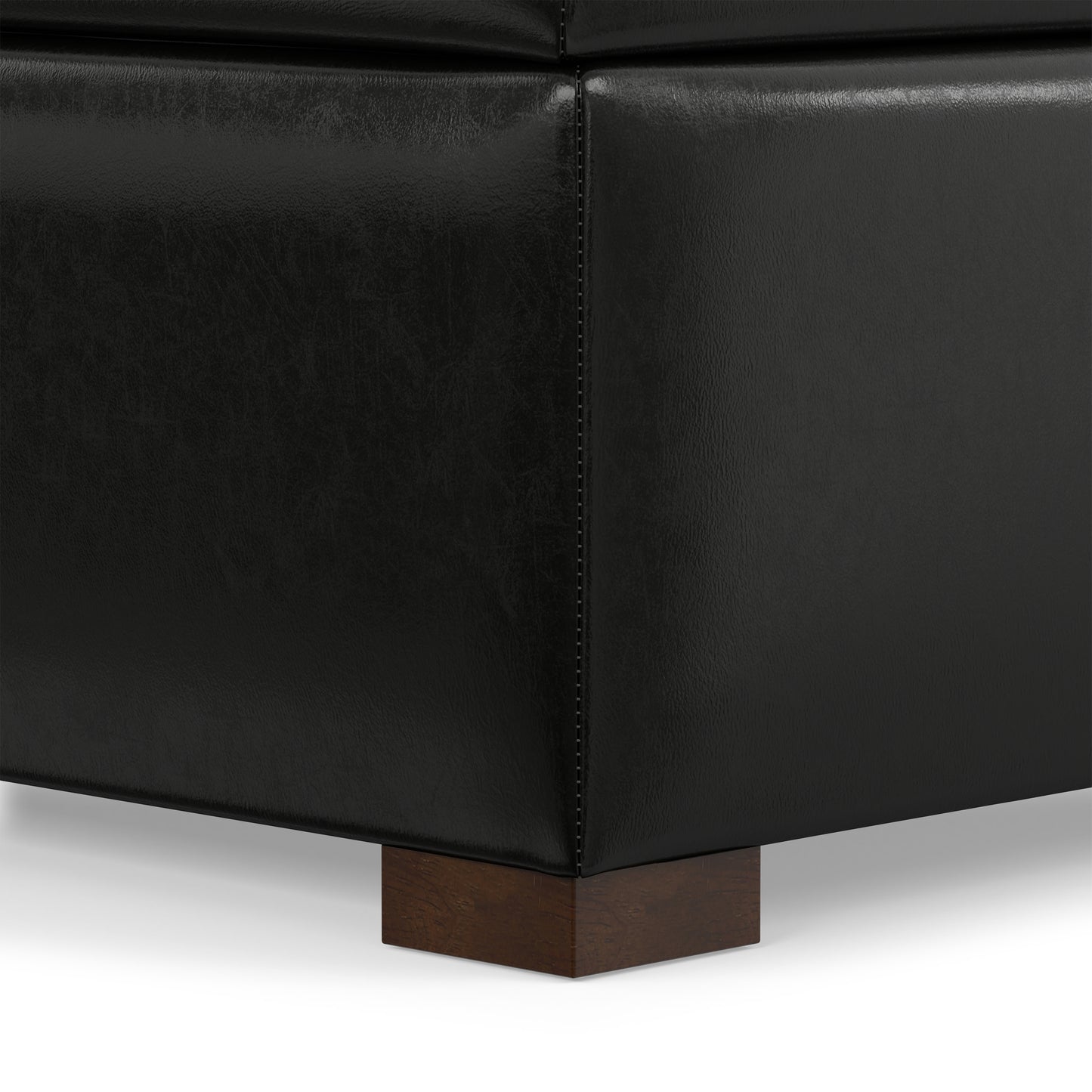 Midnight Black Vegan Leather | Gabbie Square Coffee Table Storage Ottoman