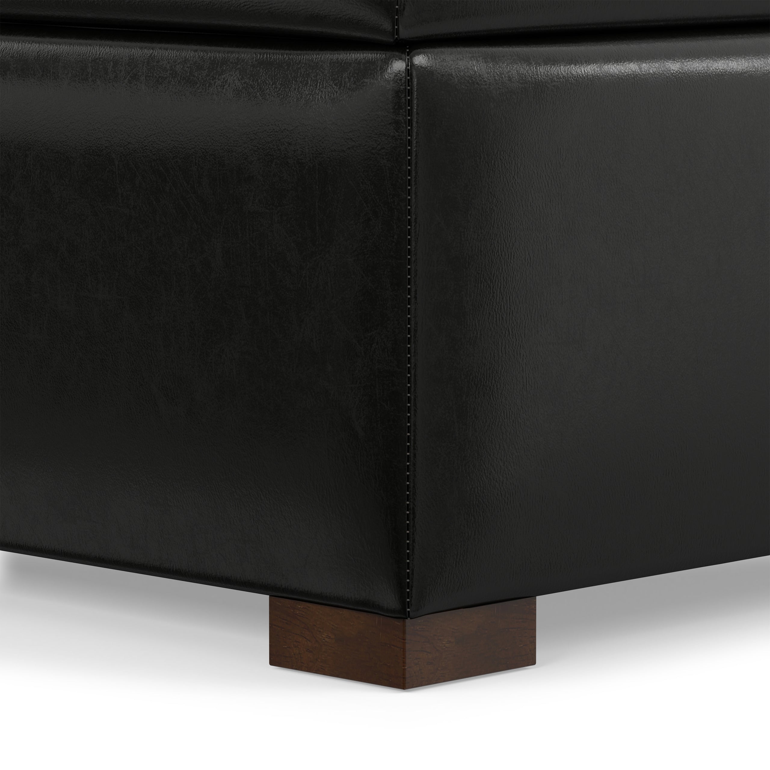 Midnight Black Vegan Leather | Gabbie Square Coffee Table Storage Ottoman