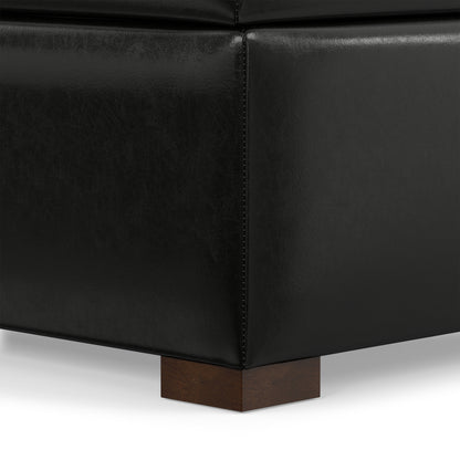 Midnight Black Vegan Leather | Gabbie Square Coffee Table Storage Ottoman