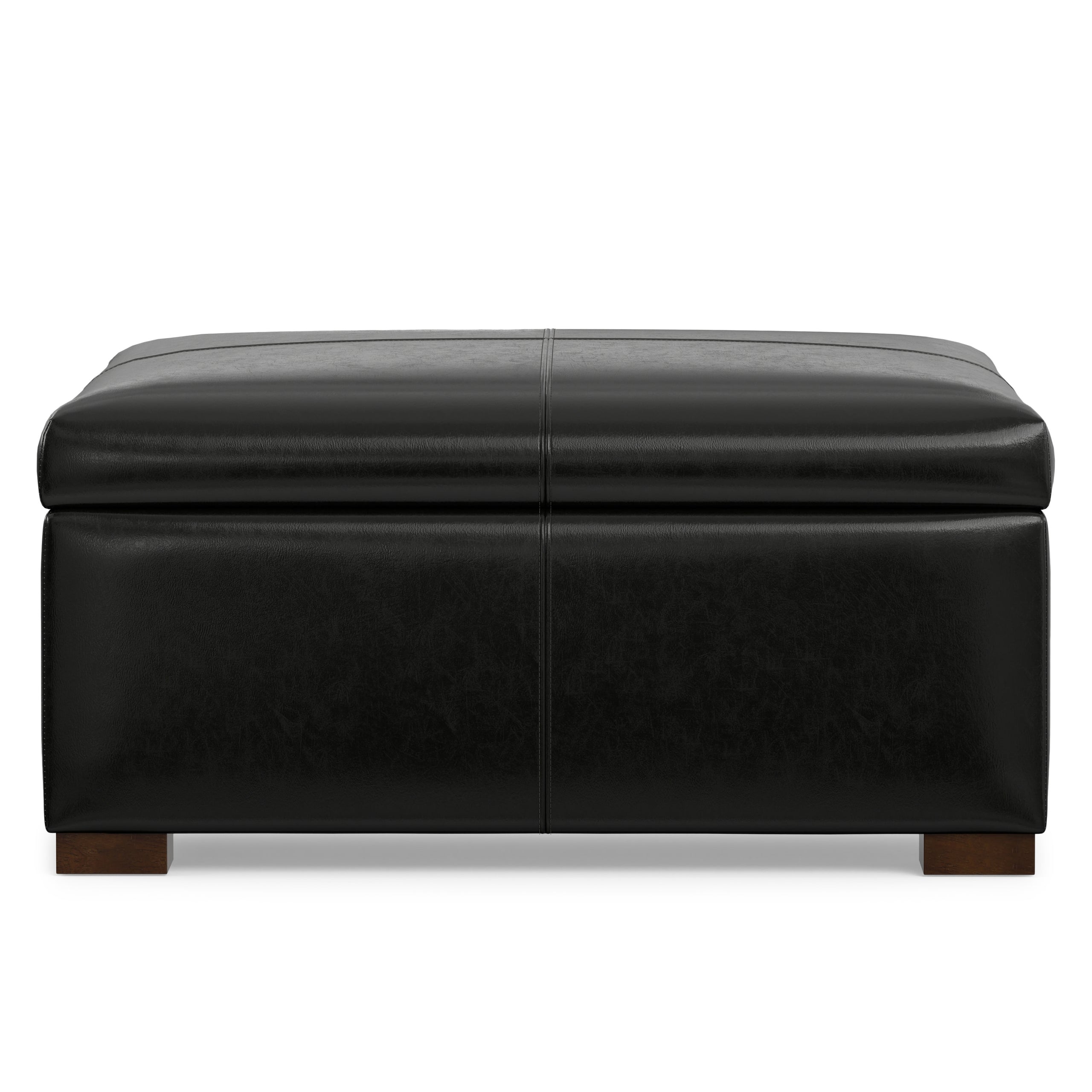 Midnight Black Vegan Leather | Gabbie Square Coffee Table Storage Ottoman