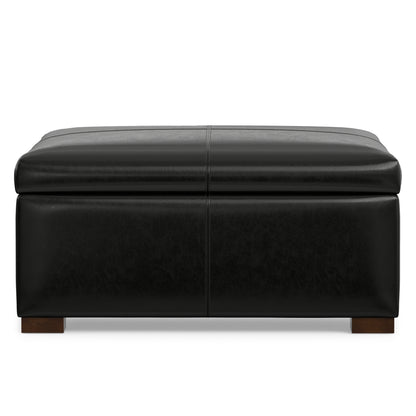 Midnight Black Vegan Leather | Gabbie Square Coffee Table Storage Ottoman