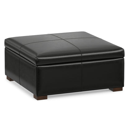 Midnight Black Vegan Leather | Gabbie Square Coffee Table Storage Ottoman