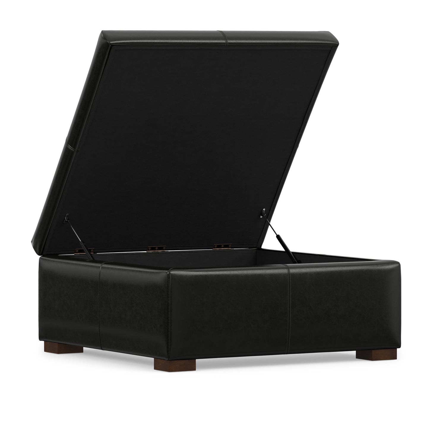 Midnight Black Vegan Leather | Gabbie Square Coffee Table Storage Ottoman