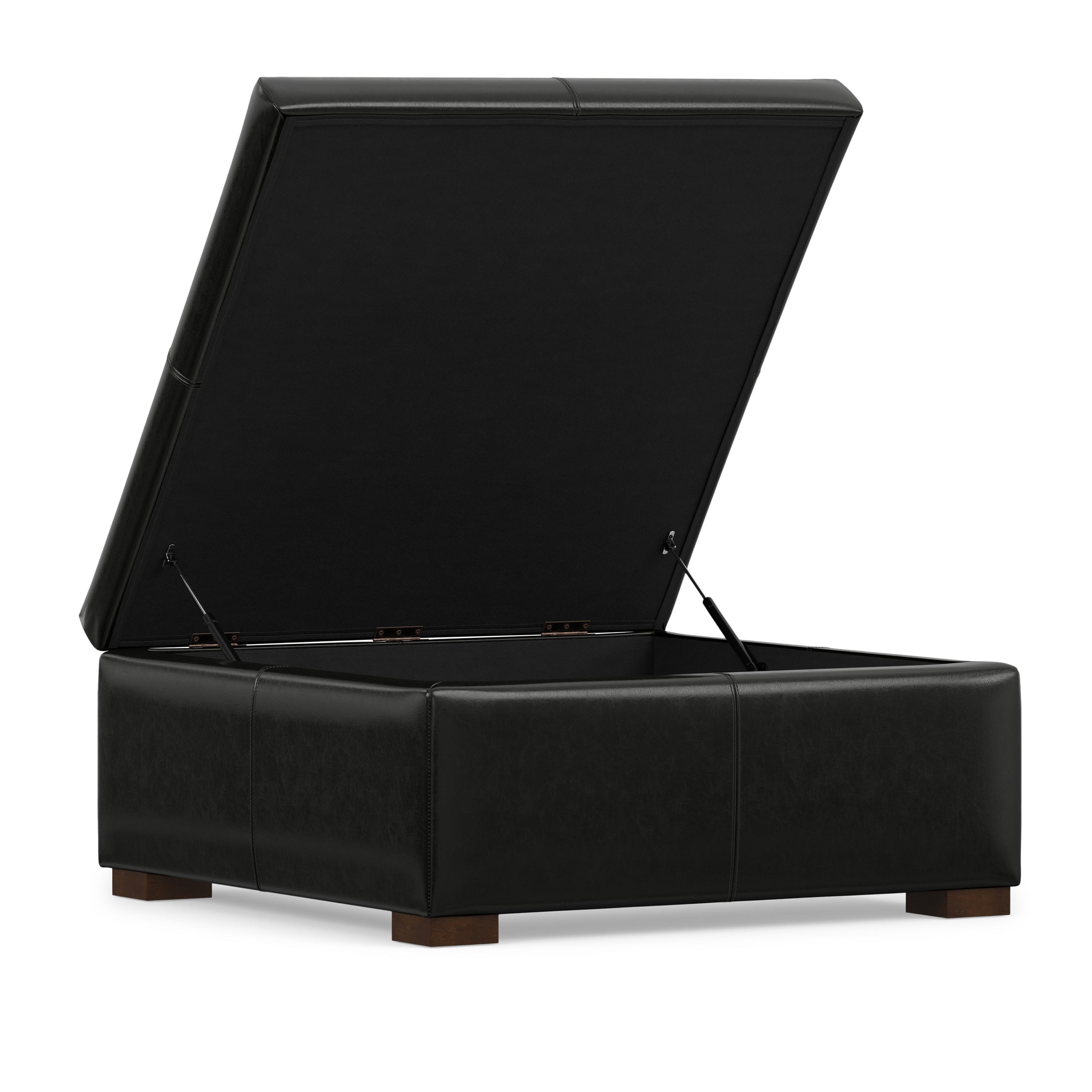 Midnight Black Vegan Leather | Gabbie Square Coffee Table Storage Ottoman