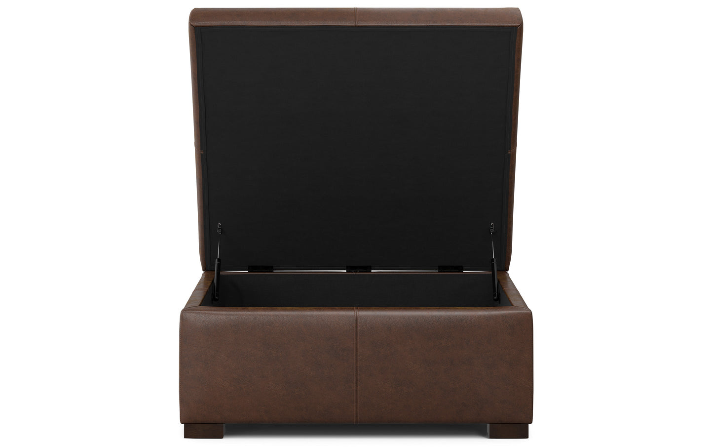 Distressed Chestnut Brown Distressed Vegan Leather | Gabbie Square Coffee Table Storage Ottoman