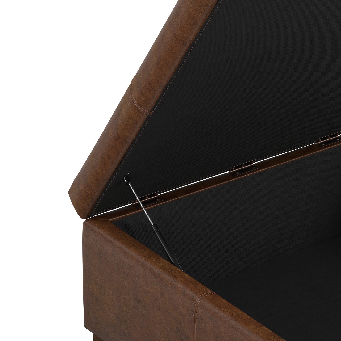 Distressed Chestnut Brown Distressed Vegan Leather | Gabbie Square Coffee Table Storage Ottoman