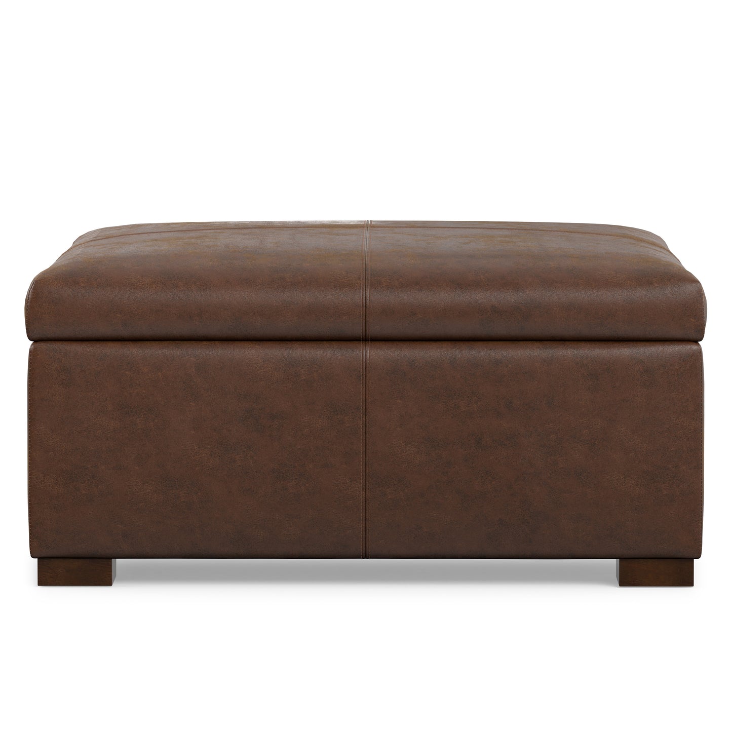 Distressed Chestnut Brown Distressed Vegan Leather | Gabbie Square Coffee Table Storage Ottoman