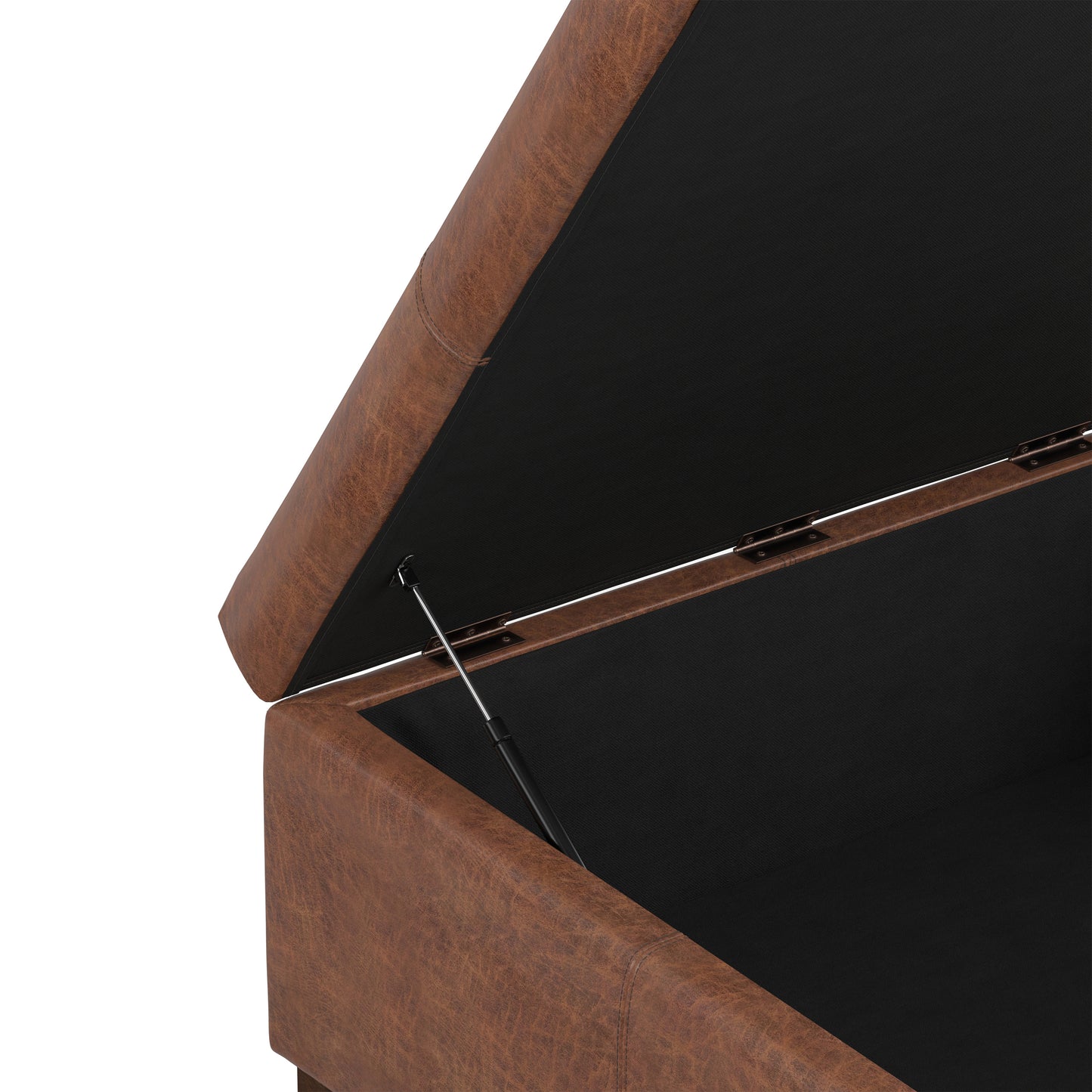 Distressed Saddle Brown Distressed Vegan Leather | Gabbie Square Coffee Table Storage Ottoman