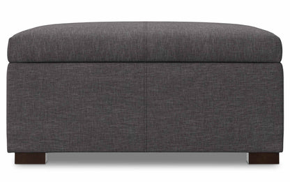 Slate Grey Linen Style Fabric | Gabbie Square Coffee Table Storage Ottoman