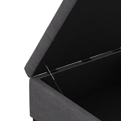 Slate Grey Linen Style Fabric | Gabbie Square Coffee Table Storage Ottoman