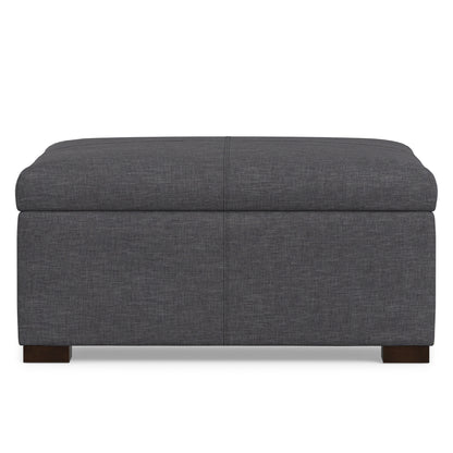Slate Grey Linen Style Fabric | Gabbie Square Coffee Table Storage Ottoman