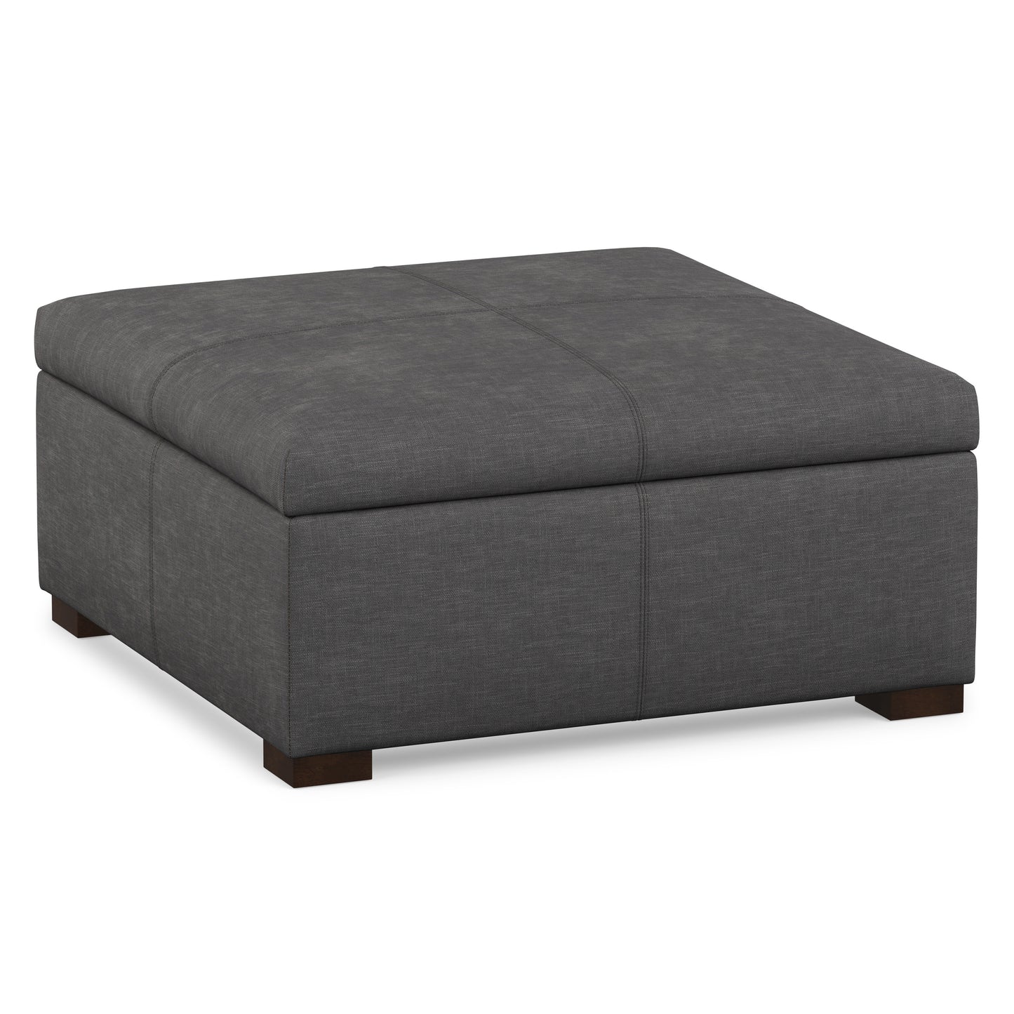 Slate Grey Linen Style Fabric | Gabbie Square Coffee Table Storage Ottoman