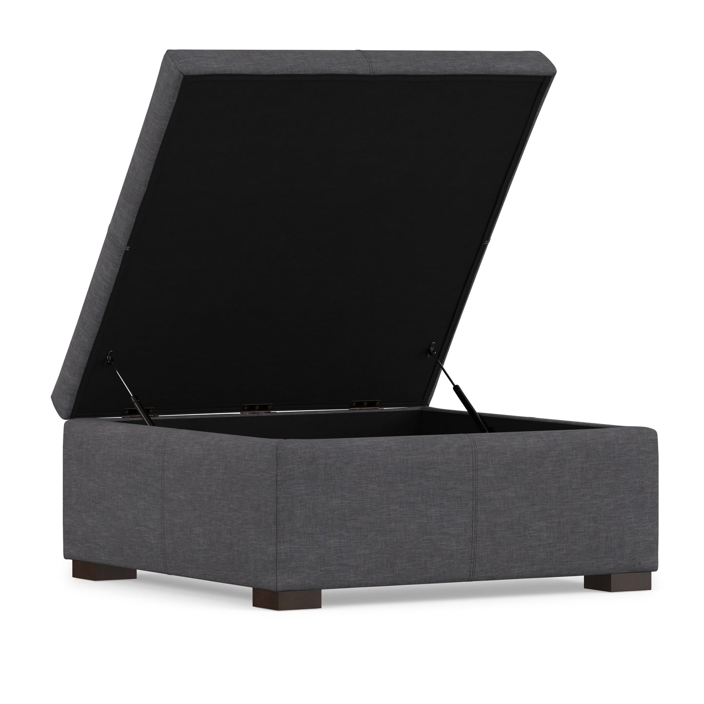 Slate Grey Linen Style Fabric | Gabbie Square Coffee Table Storage Ottoman