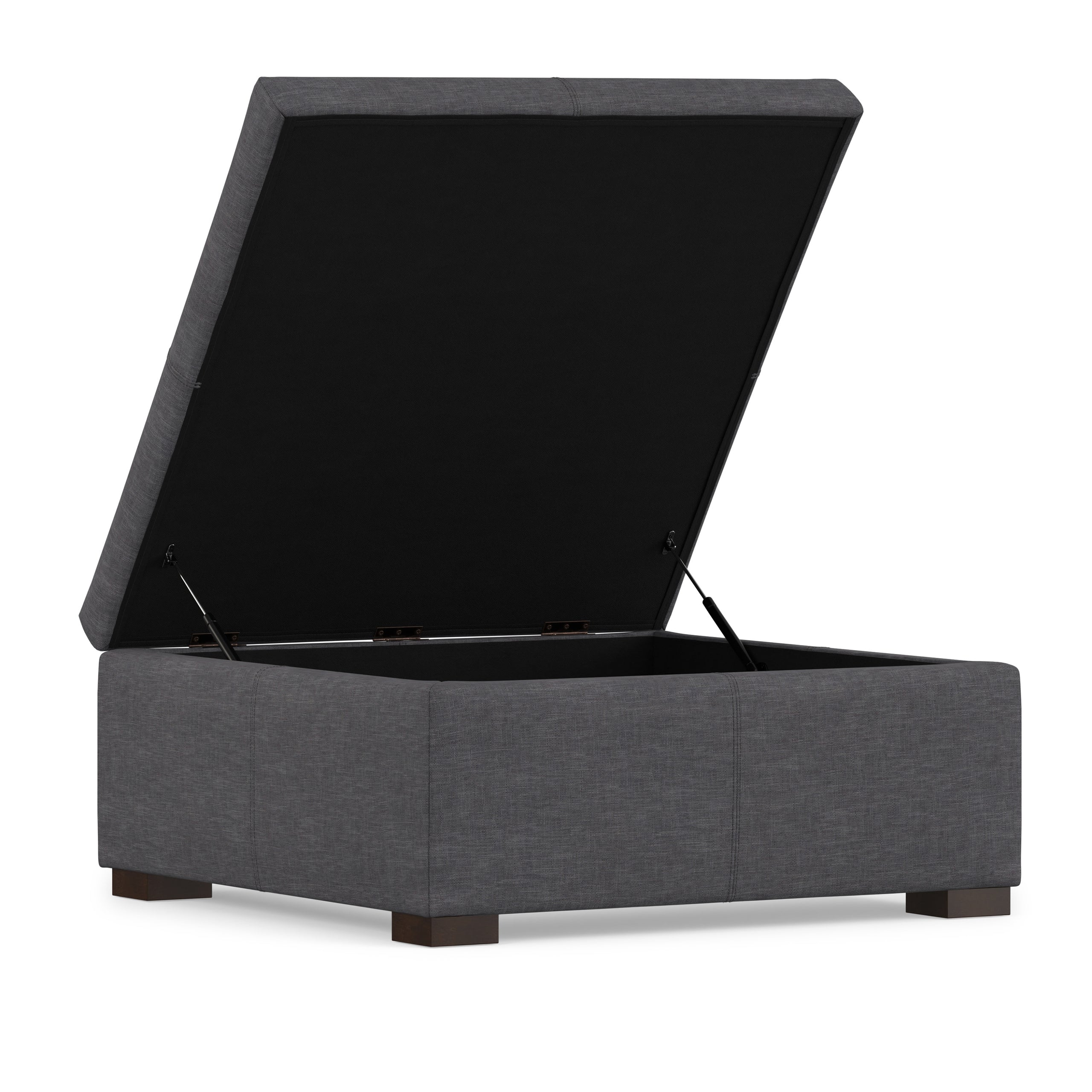 Slate Grey Linen Style Fabric | Gabbie Square Coffee Table Storage Ottoman