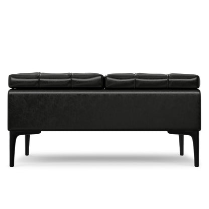 Midnight Black Vegan Leather | Laura Lift Top Storage Ottoman in Vegan Leather
