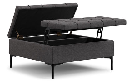 Slate Grey Linen Style Fabric | Laura Lift Top Storage Ottoman