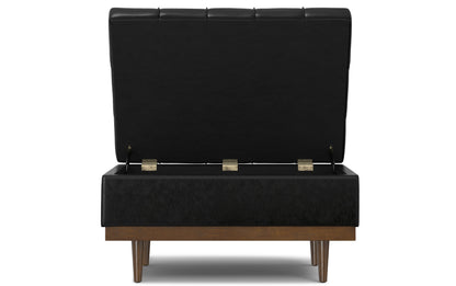 Midnight Black Distressed Vegan Leather | Mariah Coffee Table Storage Ottoman