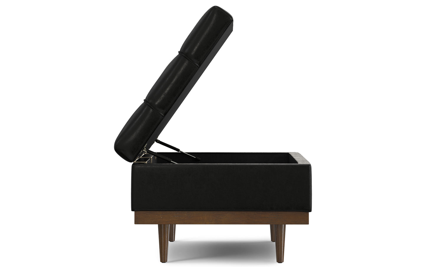 Midnight Black Distressed Vegan Leather | Mariah Coffee Table Storage Ottoman