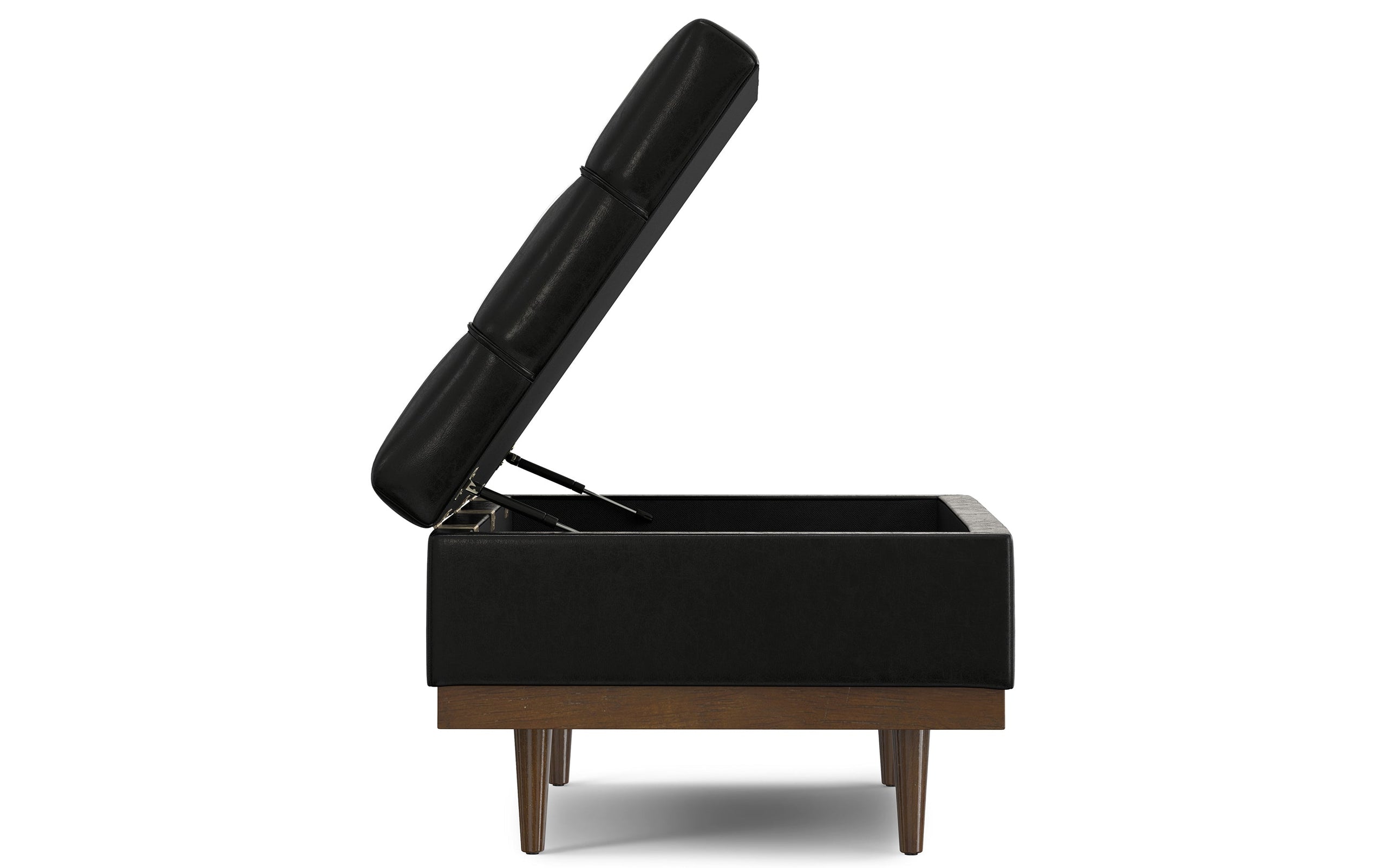 Midnight Black Distressed Vegan Leather | Mariah Coffee Table Storage Ottoman