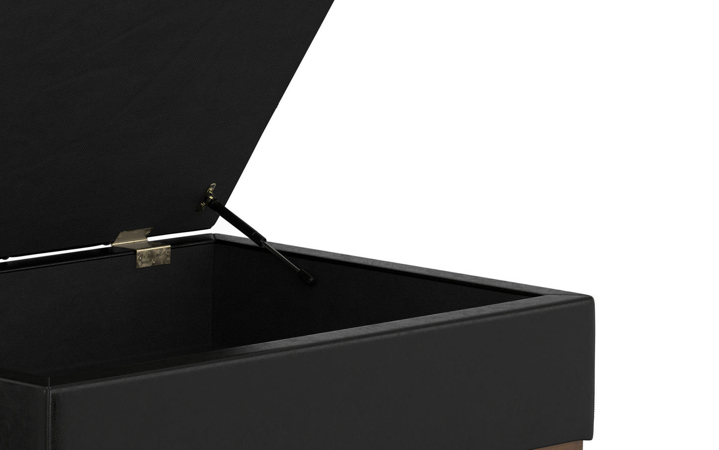 Midnight Black Distressed Vegan Leather | Mariah Coffee Table Storage Ottoman