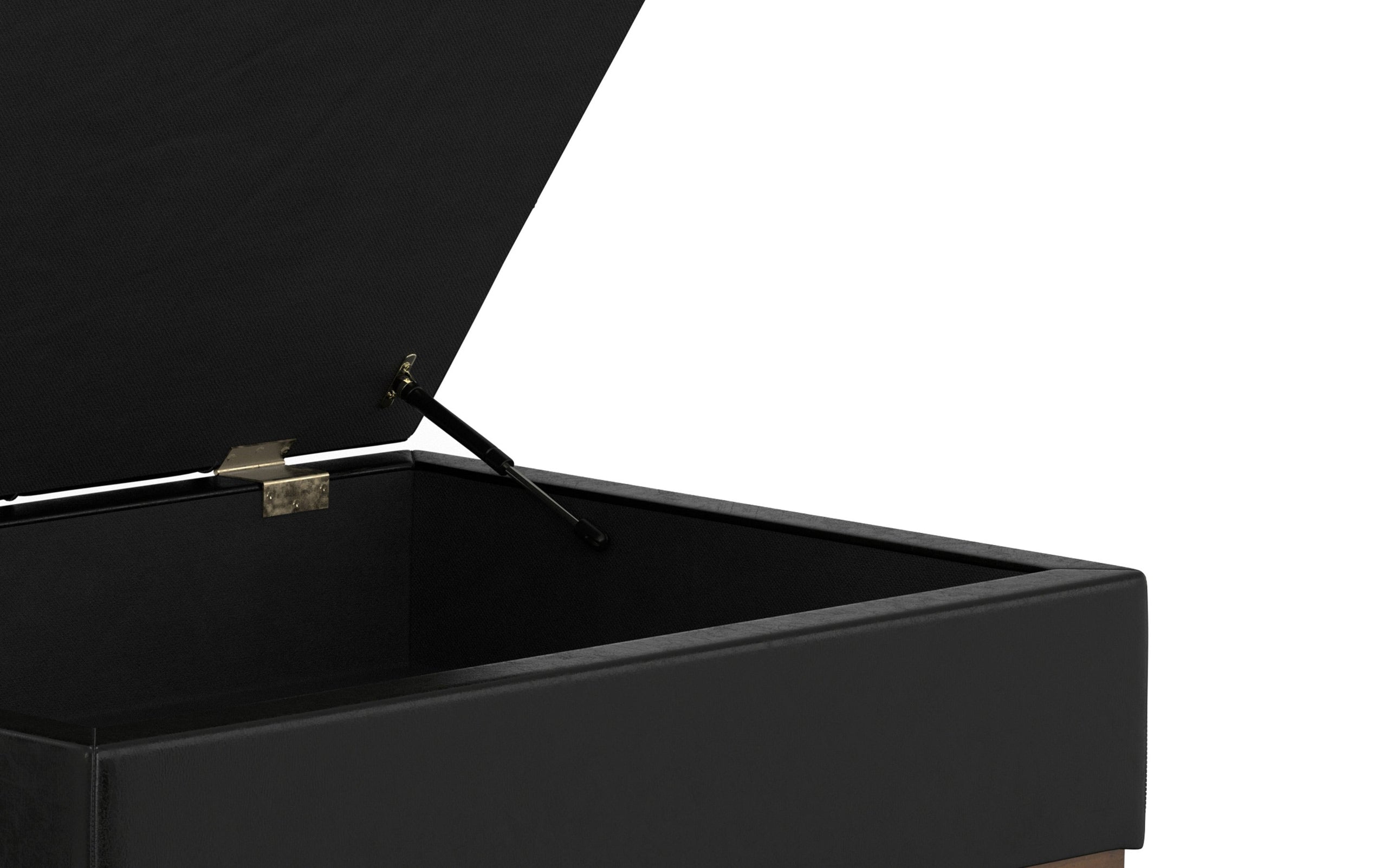 Midnight Black Distressed Vegan Leather | Mariah Coffee Table Storage Ottoman