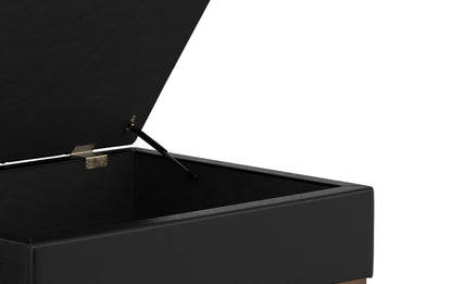 Midnight Black Distressed Vegan Leather | Mariah Coffee Table Storage Ottoman