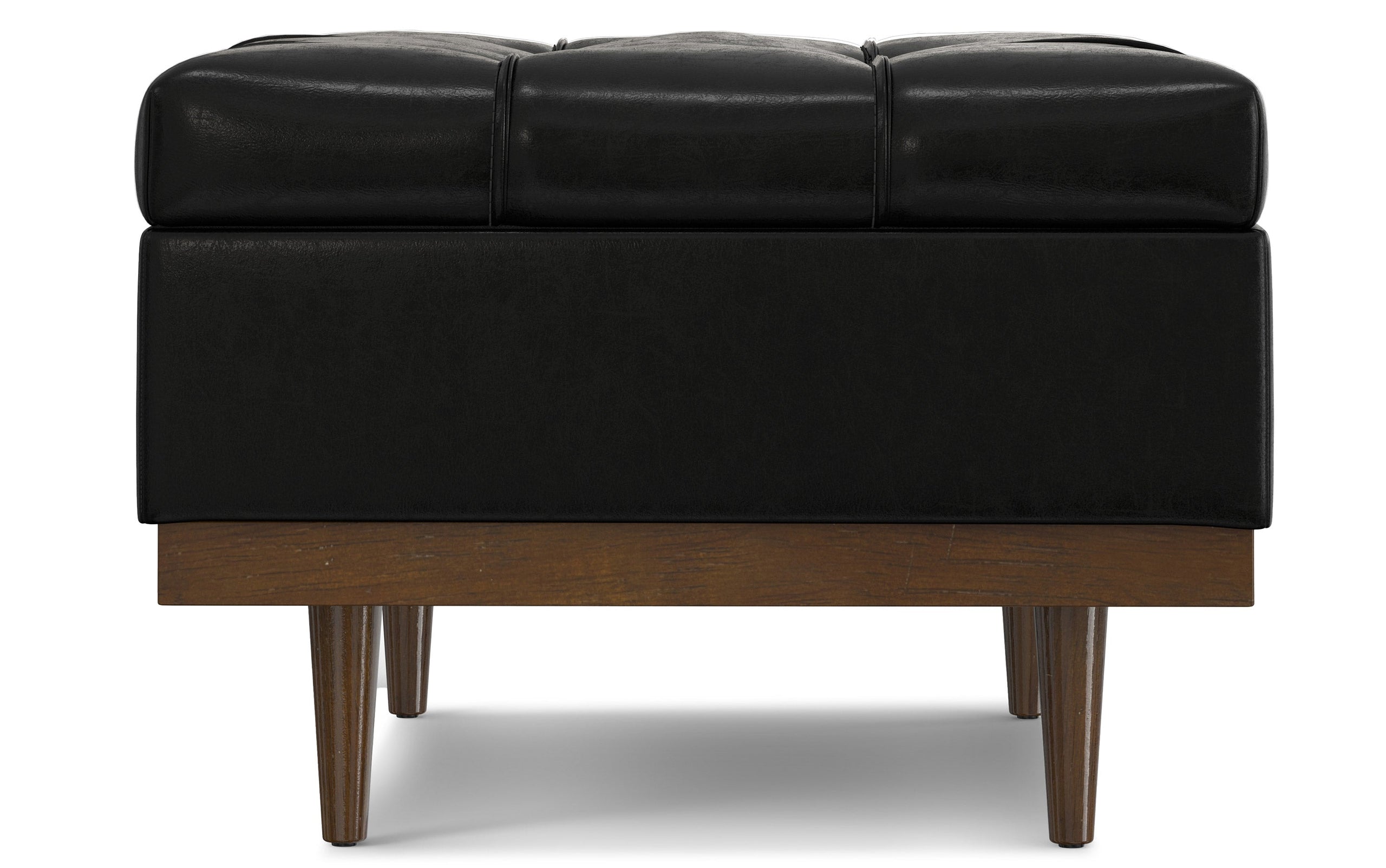 Midnight Black Distressed Vegan Leather | Mariah Coffee Table Storage Ottoman