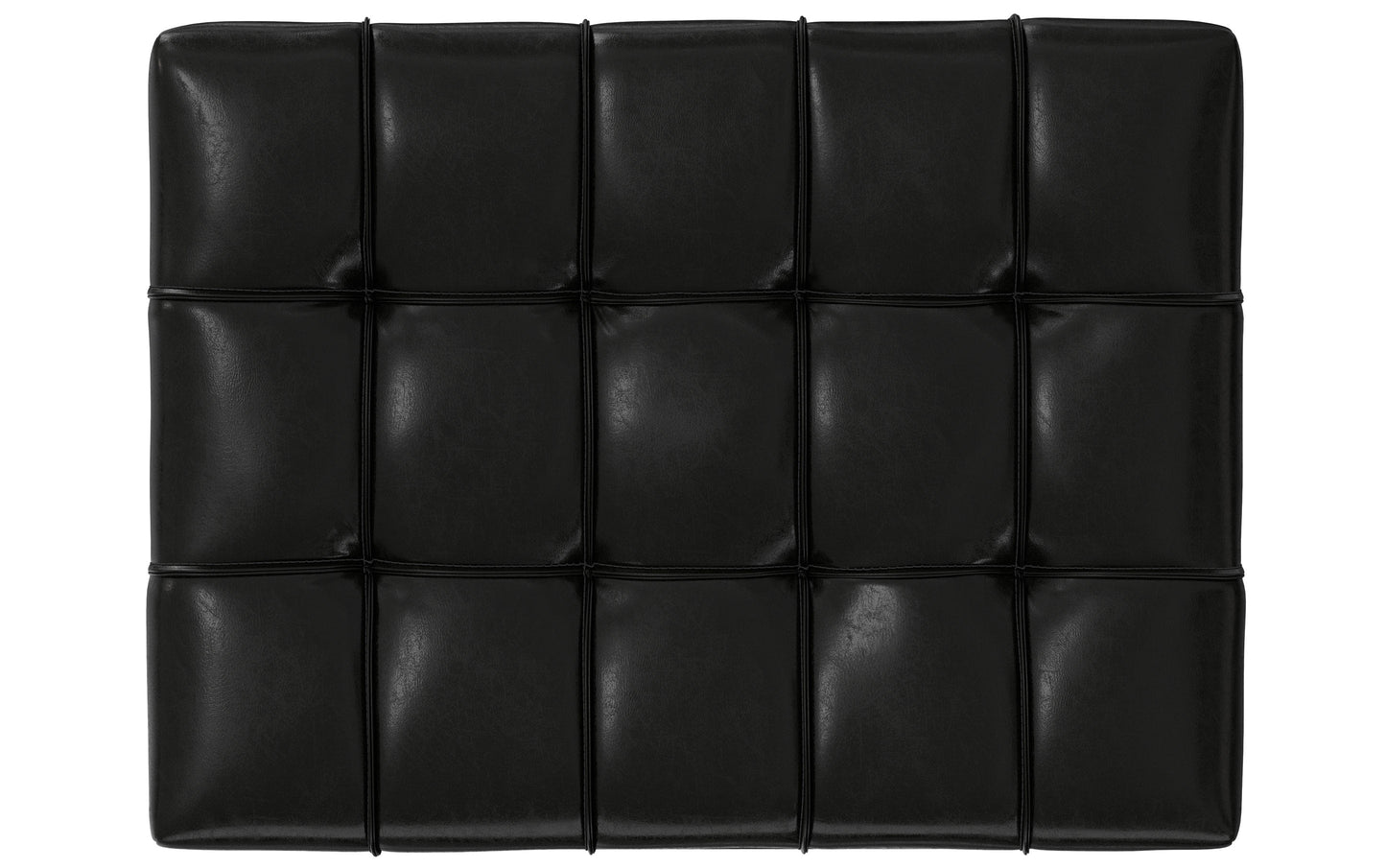 Midnight Black Distressed Vegan Leather | Mariah Coffee Table Storage Ottoman