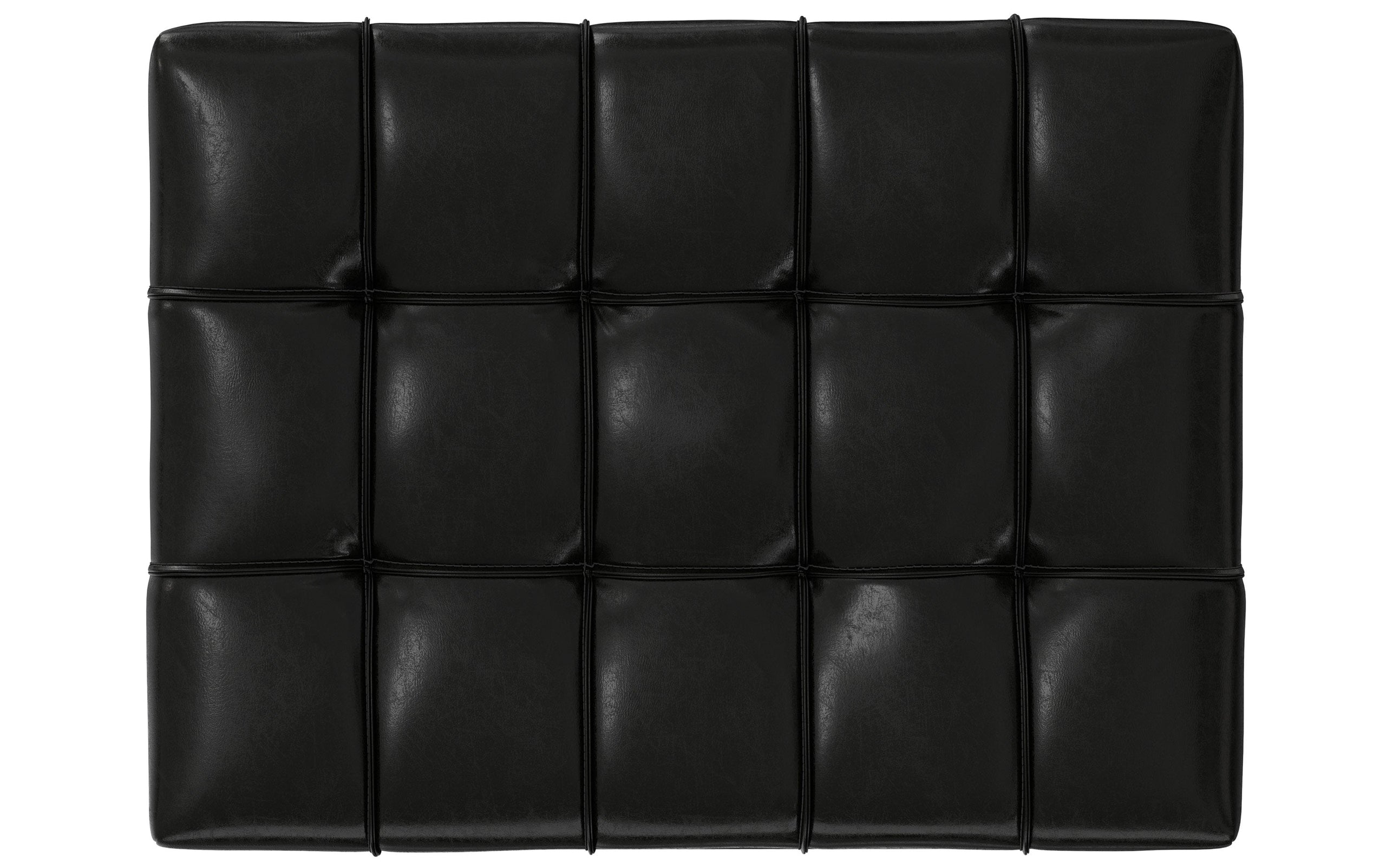 Midnight Black Distressed Vegan Leather | Mariah Coffee Table Storage Ottoman