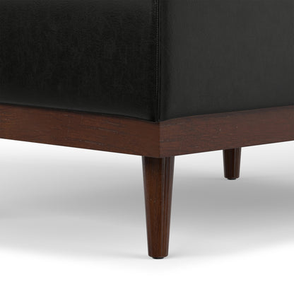 Midnight Black Distressed Vegan Leather | Mariah Coffee Table Storage Ottoman in Distressed Vegan Leather