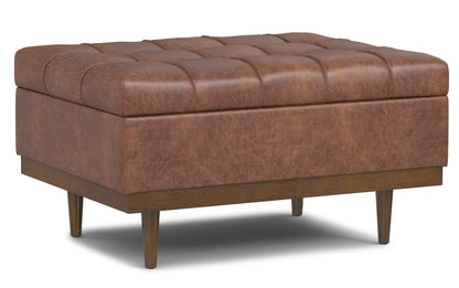Distressed Saddle Brown Distressed Vegan Leather | Mariah Coffee Table Storage Ottoman