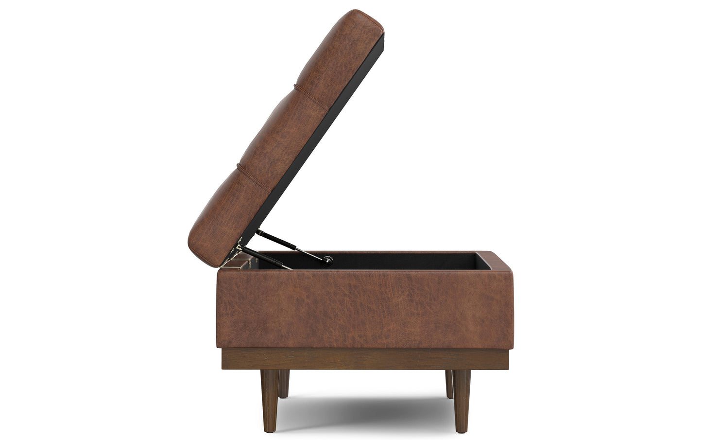 Distressed Saddle Brown Distressed Vegan Leather | Mariah Coffee Table Storage Ottoman