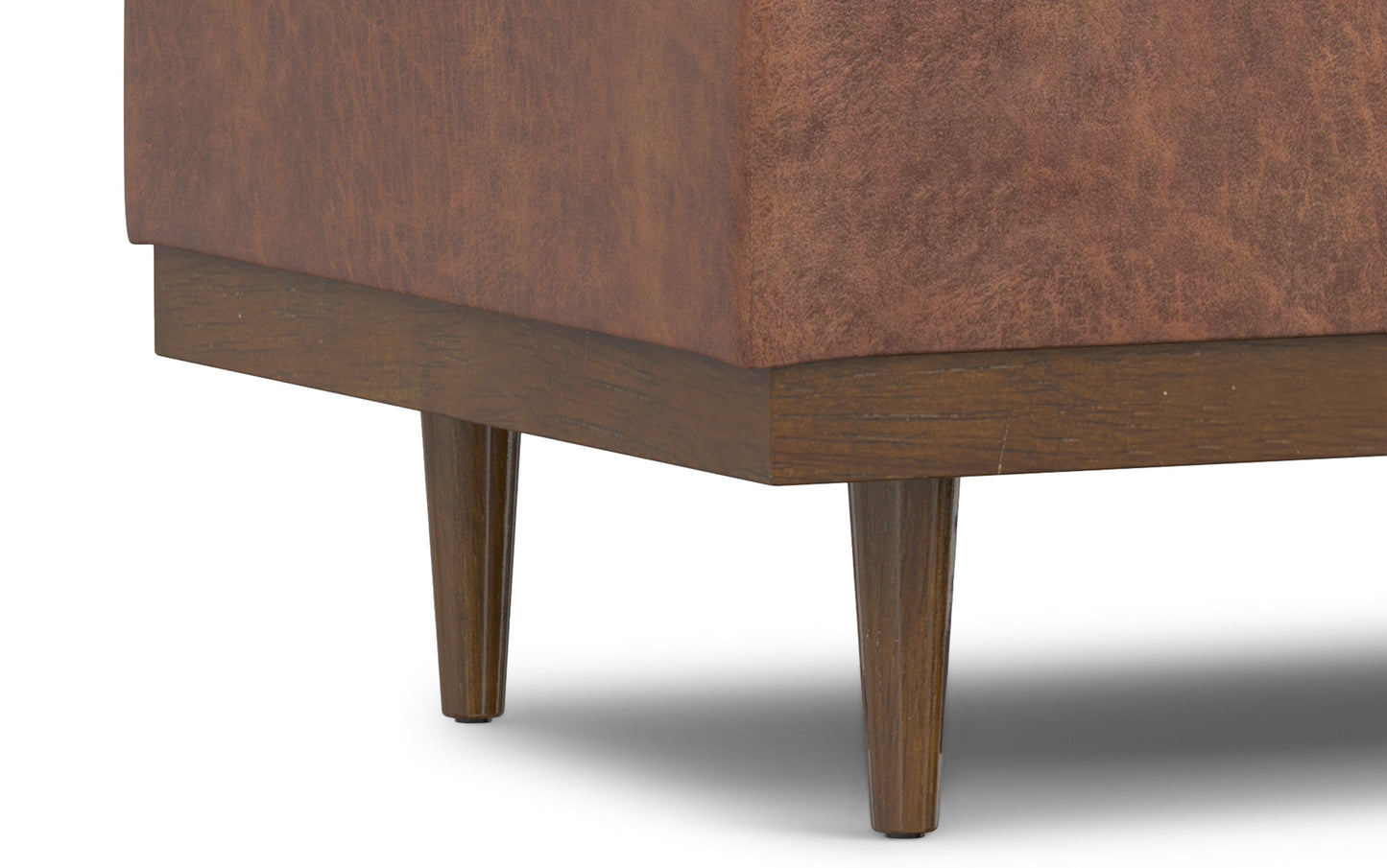 Distressed Saddle Brown Distressed Vegan Leather | Mariah Coffee Table Storage Ottoman