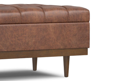 Distressed Saddle Brown Distressed Vegan Leather | Mariah Coffee Table Storage Ottoman