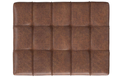 Distressed Saddle Brown Distressed Vegan Leather | Mariah Coffee Table Storage Ottoman