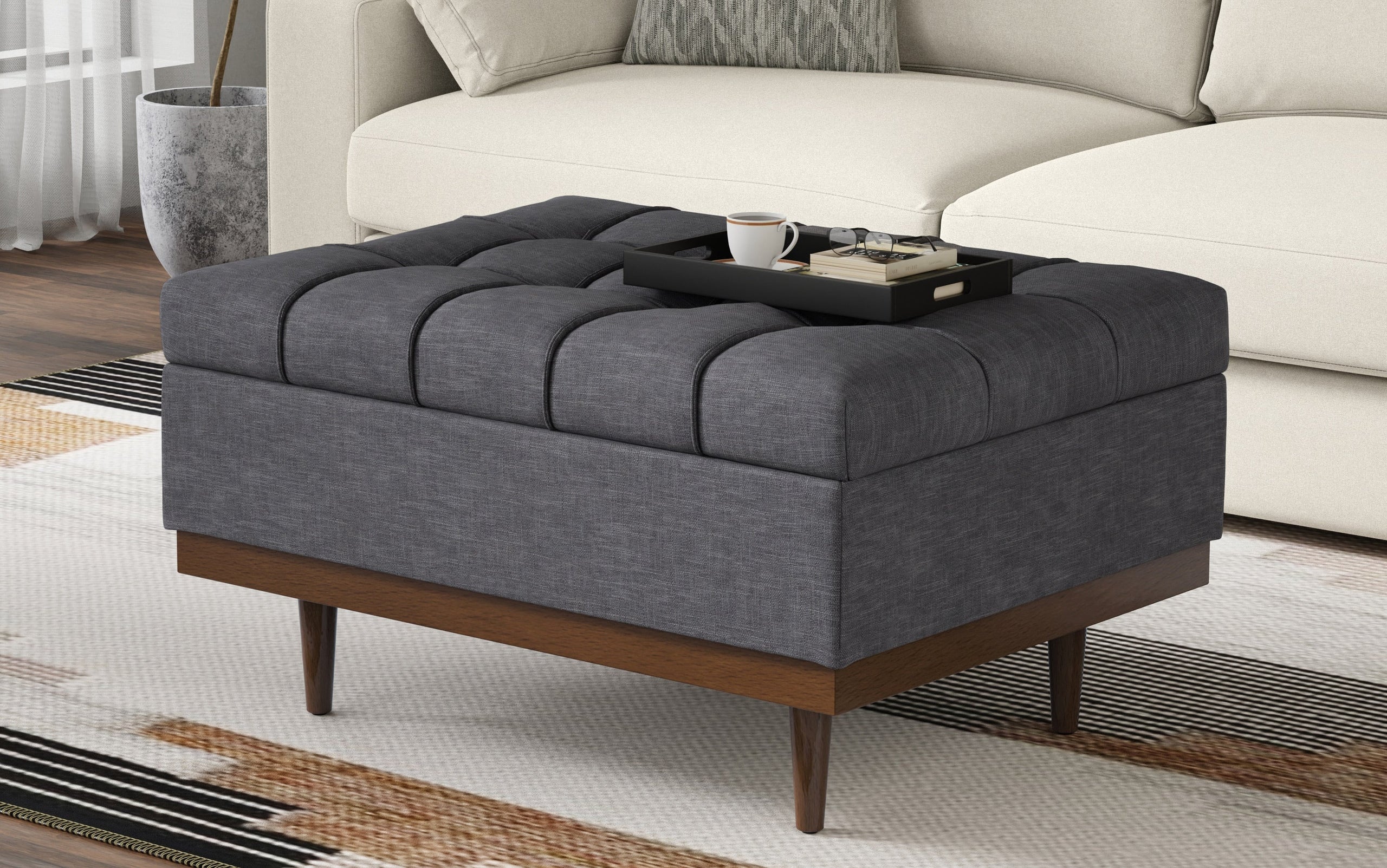 Slate grey Linen Style Fabric | Mariah Coffee Table Storage Ottoman