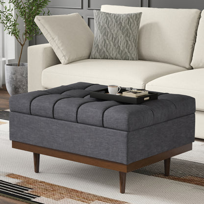 Slate Grey Linen Style Fabric | Mariah Coffee Table Storage Ottoman in Linen
