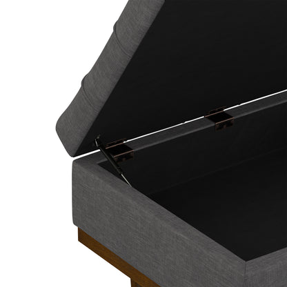 Slate Grey Linen Style Fabric | Mariah Coffee Table Storage Ottoman in Linen