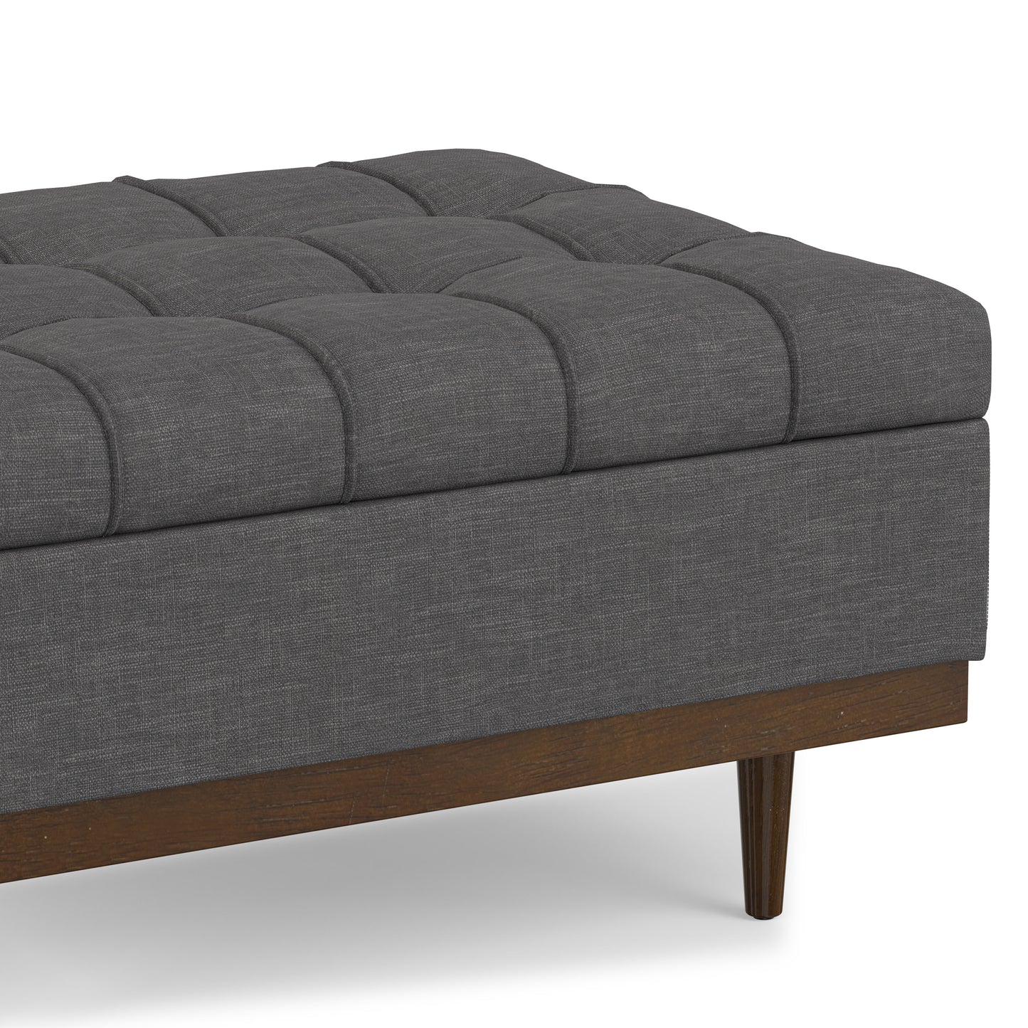 Slate Grey Linen Style Fabric | Mariah Coffee Table Storage Ottoman in Linen