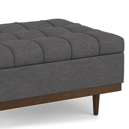 Slate Grey Linen Style Fabric | Mariah Coffee Table Storage Ottoman in Linen